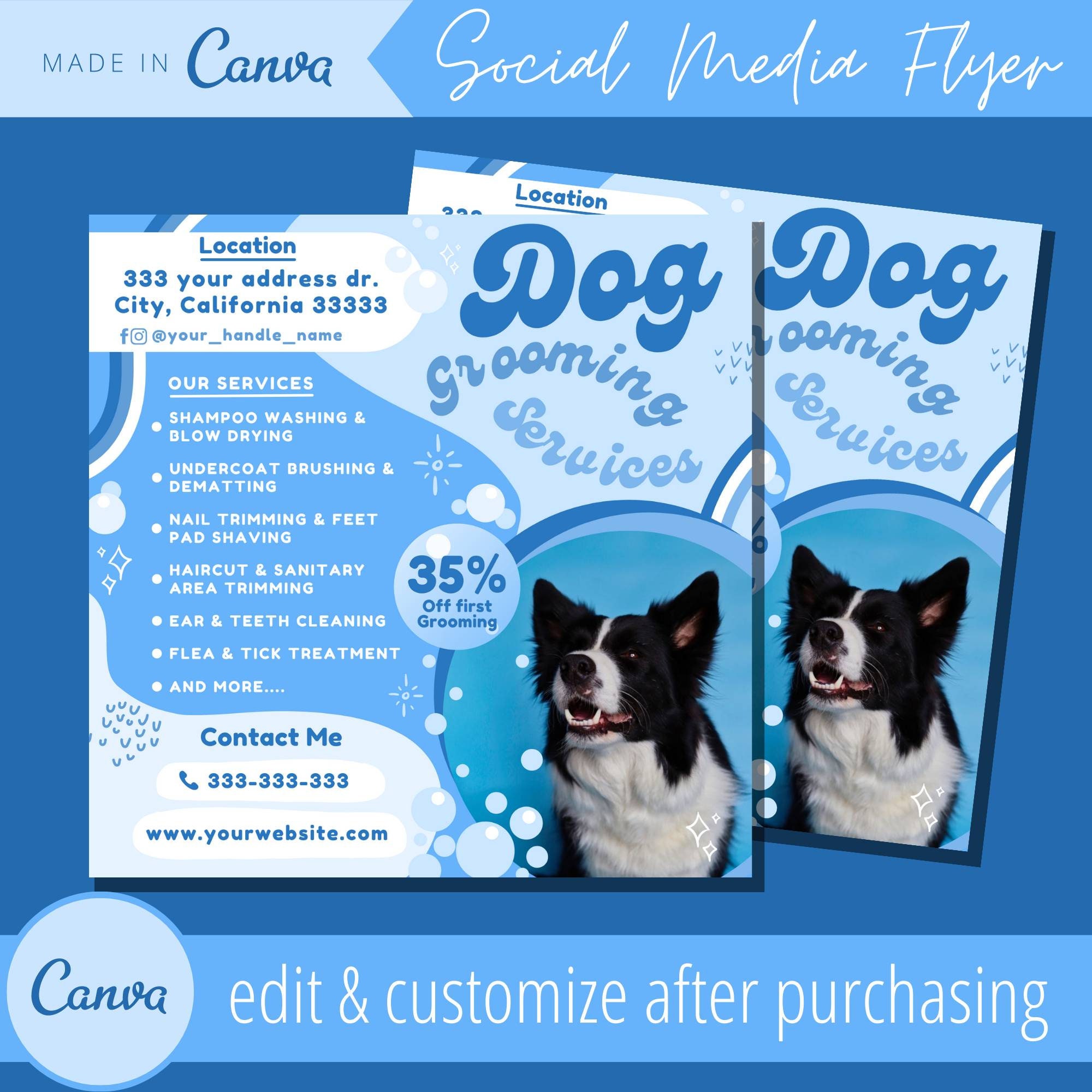 Dog Groomer Flyer Template Editable Pet Grooming Service - Etsy Dog Groomer Flyer Template Editable Pet Grooming Service - Etsy