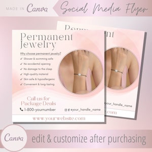 Permanent Jewelry Flyer Template - Zapped Infinity Jewellery Flyers Templates - Zap Welding Bracelet Instagram Post - Welded Jewelry Posts