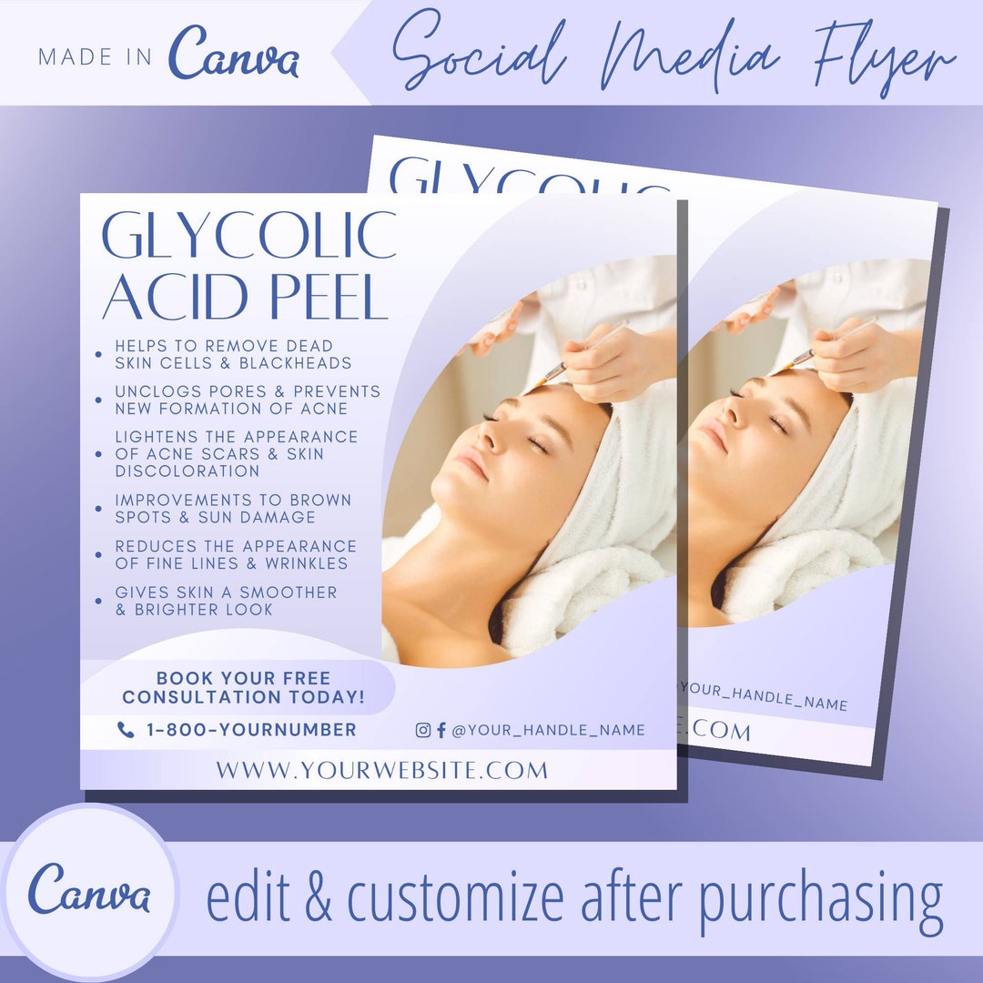 Glycolic Acid Peel Facial Treatment Flyer Template alpha Hydroxy