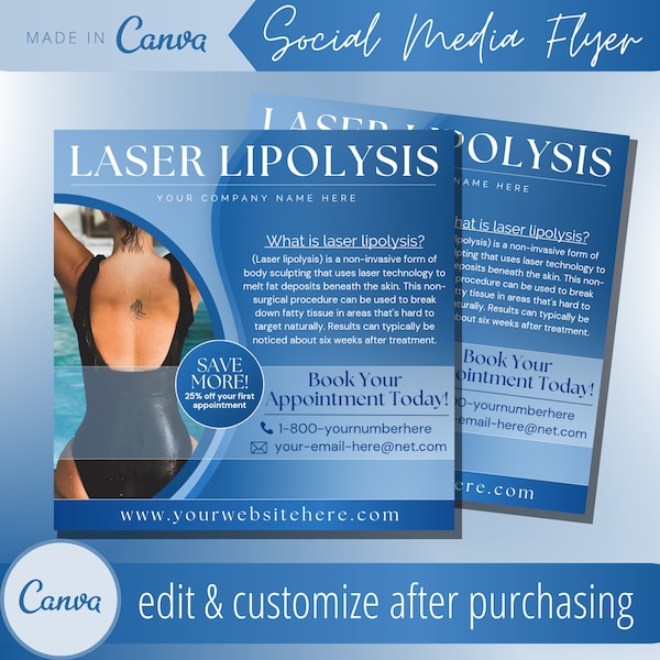 Laser Lipolysis Treatment Editable Flyer Templates - Laser Lipo Procedure Flyers - Nonsurgical Laserlipolysis IG Post - Laserlipo Template