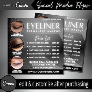 Sjabloon permanente eyeliner tattoo tattoo - PMU tattoo gevleugelde eyeliner - eyeliner tatoeage tatoeage flyers - permanente make-up oogschaduw tatoeages