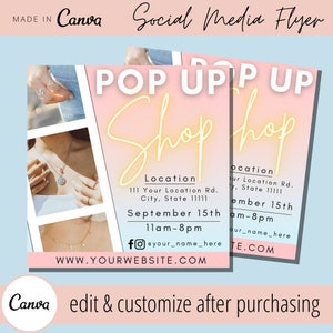 Modèle de Flyer de boutique éphémère - Pop-up store de bijoux Publication de flyers sur les réseaux sociaux Instagram - Publications Facebook de petites entreprises de vente au détail Modèles de Flyer