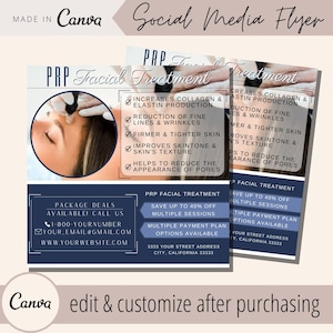 Modèle de Flyer de traitement plasma riche en plaquettes PRP post - Instagram Med Spa soins du visage de vampire PRP Microneedling - modèles de Flyers IG