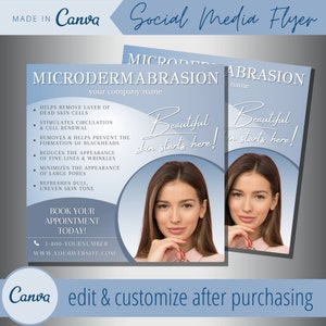 Sjabloon folder microdermabrasie - Instagram schoonheidsspecialiste microdermabrasie gezichtsfolders sjablonen - IG dermatoloog exfoliërende behandeling