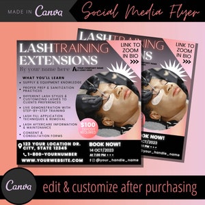 Flyersjabloon wimperverlenging - lessen wimperextensions flyers - Trainer wimpertechnicus - Wimpers Tech Class Post