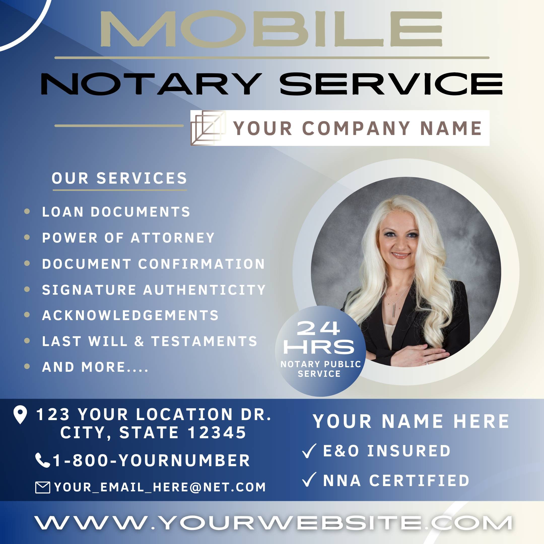Mobile Notary Public Flyer Template Loan Signing Agent Etsy