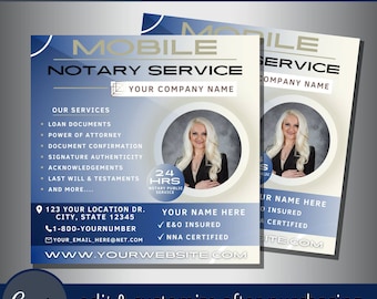 Mobile Notary Public Flyer Template - Loan Signing Agent Flyers Templates - LSA Notaries Service Agency Eflyer - NNA Fingerprinting Services