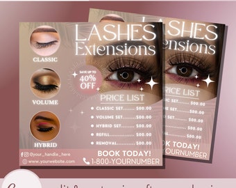 Lash Extensions Technician Flyer Template - Lashes Extension Tech Flyers Templates - Eyelash Technicians Eflyer - Eyelashes Fill Appointment