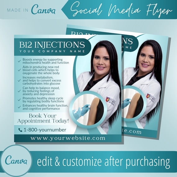 B12 Injection Treatment Flyer Template - Lipo Injections Shot - B 12 Vitamin  Therapy Flyers Templates - Weight Loss MIC Therapy Treatments