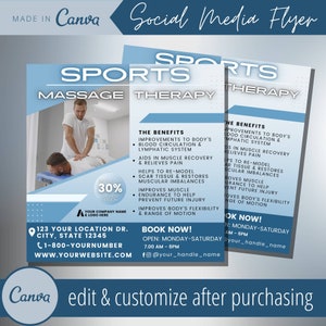 Sportmassage-Therapy Flyer Vorlage - Sportmassagen Flyer Vorlagen - Athleten Verletzung Genesung Therapeut - Tiefe Gewebe athletische Masseuse
