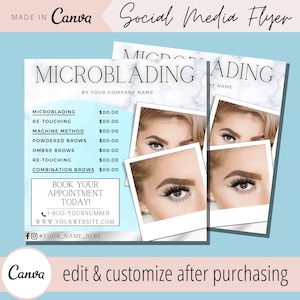 Volantino modello listino prezzi Microblading - Modelli di volantini E trucco semipermanente - Tecnico sopracciglia Microblade Eflyer Instagram Feed Post