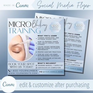 Modello di volantino per corsi di microblading per sopracciglia - Modelli di volantini per corsi di tatuaggio per sopracciglia microblading - Corso di microblading per sopracciglia PMU Tattoo