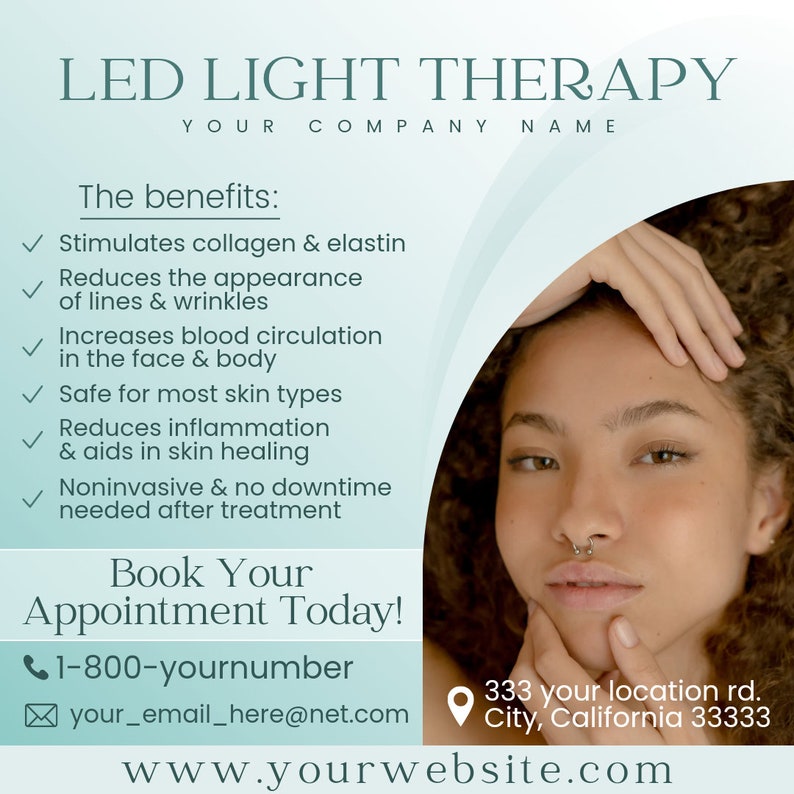 LED Light Therapy Flyer Template - Red Light Therapy Facial Flyers ...