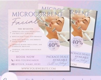 Mikrowellen-Gesichts-Flyer-Vorlage - Bearbeitbare Instagram-Flyer-Mikrostrom-Gesichtsvorlagen Post - Eästhetiker Med Spa Termin Eflyer