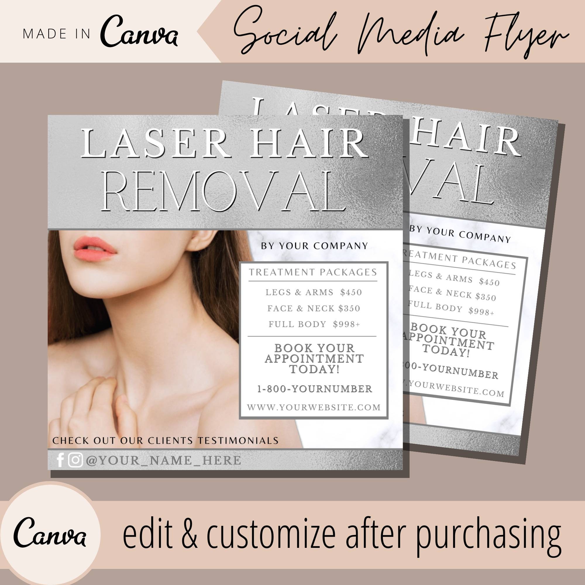 Laser Hair Removal Flyer Editable Template Instagram Body Etsy UK