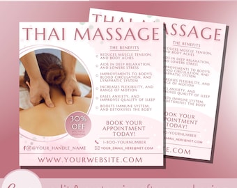 Thai Massage Therapy Flyer Template - Traditional Thai Yoga Massage Posts - Masseuse Therapist Post - Nuad Bo-Rarn Massages Flyers Templates