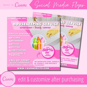 Szablon ulotki dla sprzątaczy - Instagram Home Cleaners Housekeeper Flyers Templates Post - Reklama firmy sprzątającej domy Eflyer Posty