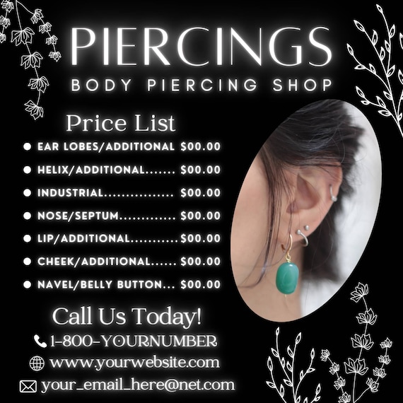 Ear Piercing Price Of Belly Piercing Piercing Price Nose Piercing At