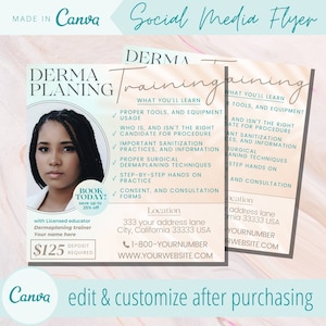 Modelo de folheto de treinamento de dermaplaning - Modelos de folhetos de aulas on-line de dermaplane - Derma Planing Trainer Eflyer - Curso Epiblading E