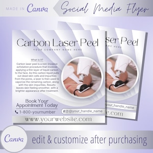 Carbon Laser Peel Flyer Template - CLF Carbon Lasers Facial Peels Treatment Flyers Templates- Activated Charcoal CCLF Hollywood Peel Facials