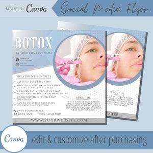 Modelo de folheto de botox - Modelos de folhetos editáveis de injeções de botox para spa médico no Instagram - Postagem de e-flyer de injeção de esteticista em spa médico no Facebook