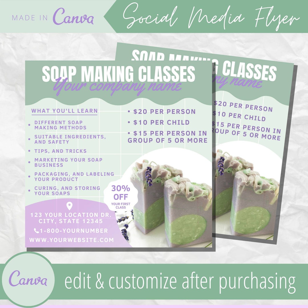 Soap Making Classes Flyer Template Handmade Soap Maker Class Flyers Templates Small Business