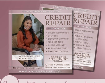 Credit Repair Service Flyer Template - Credit Restoration Consultation Services Flyers Templates - Credit Score Report Specialist Consultant
