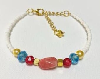 Alien Galaxy Red Colorful Handmade Beaded Seed Bead Bracelet for Women