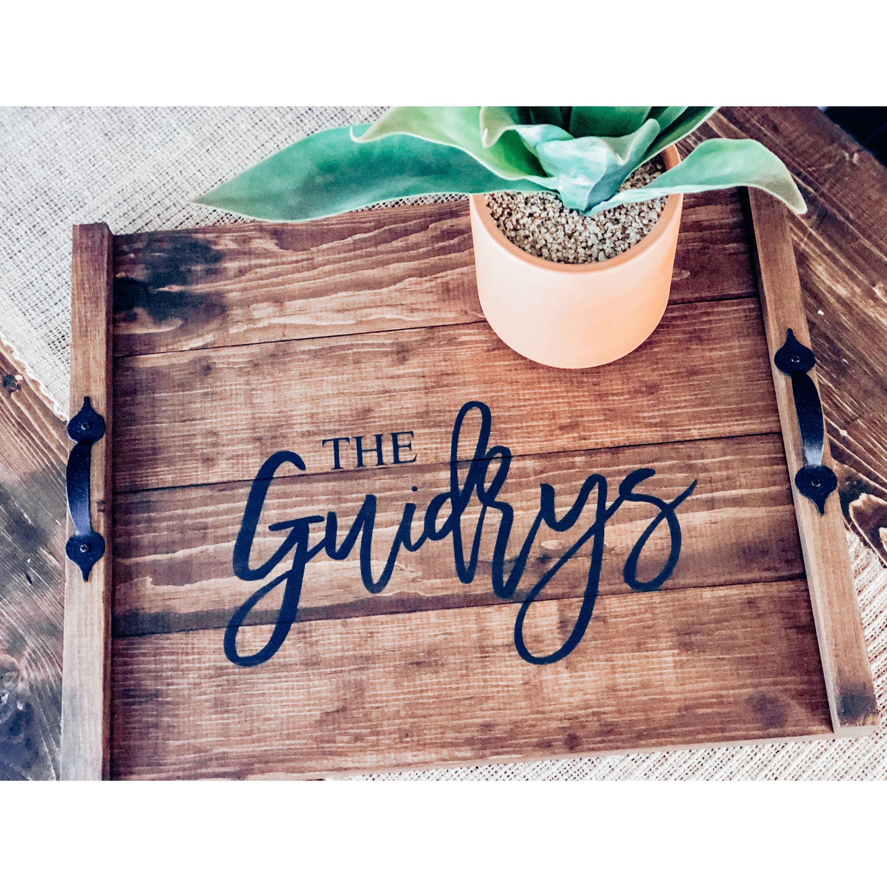 Customized Name Serving Tray With Handles Wood Serving Etsy