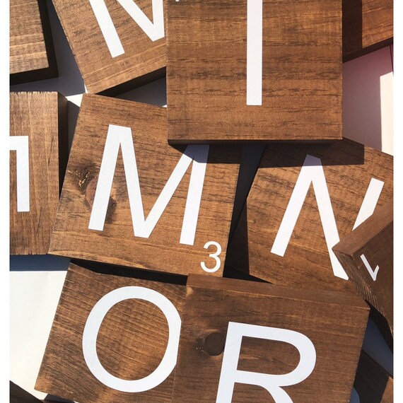 Medium Stain Scrabble Tile Wall Art Gallery Scrabble Tiles Etsy