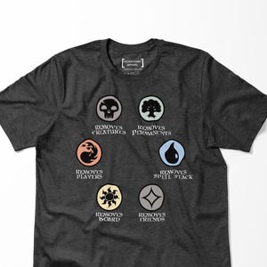 Maglietta MTG Color Identities, maglietta divertente di Magic the Gathering, idea regalo per gli amanti dei giochi di carte, maglietta Geek Nerd, maglietta Magic Land