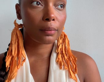 Mustard & Black Tassel Earrings