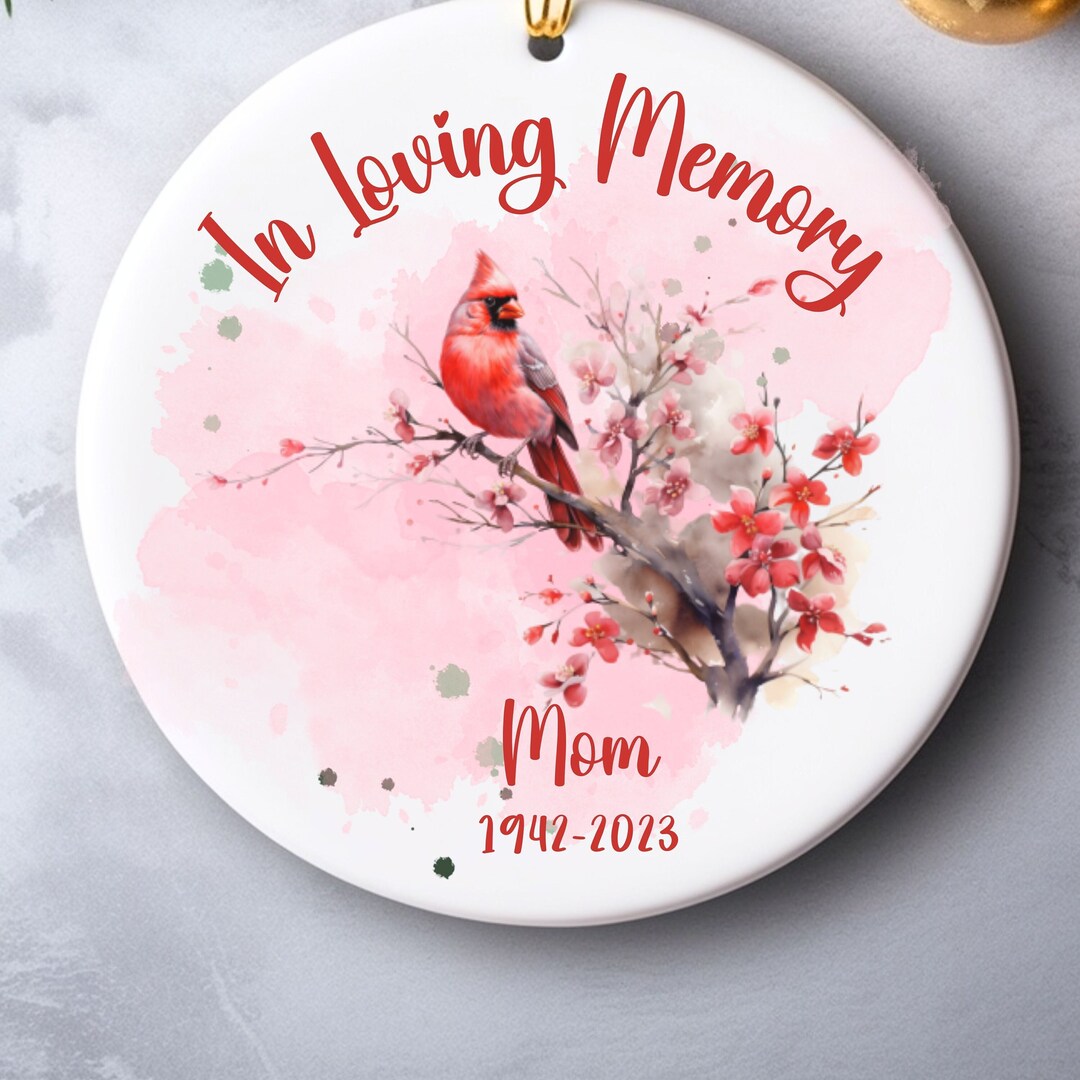 Personalized Memorial Cardinal Ornament, in Loving Memory Ceramic ...