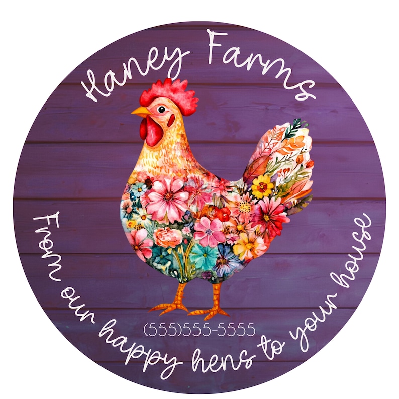 Personalized Egg Carton Stickers, Floral Hen Design, Farm Fresh Labels ...