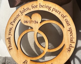 Wedding Officiant Gift, Laser Cut Wooden Ornament, Thank You Gift, gift for wedding officiant, pastor, rabbi, priest
