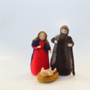 Krippenfiguren Weihnachten Filz - 15-16 cm - Heilige Familie - Nadel gefilzt - Maria, Josef und Jesuskind
