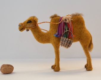 Camel nativity scene, camel made of felt, nativity figure camel, nativity scene animals camel, needle felted camel