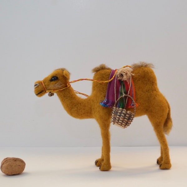 Camel nativity scene, camel made of felt, nativity figure camel, nativity scene animals camel, needle felted camel
