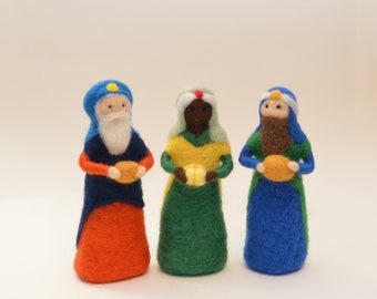 Holy three kings felted nativity figurines