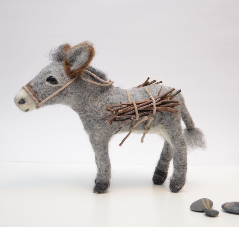 Needle felted donkey nativity figure animal made of felt Etsy