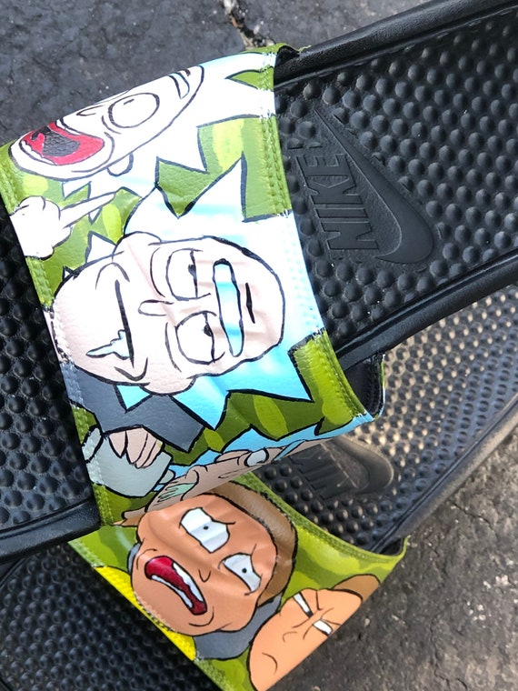 rick and morty nike slides