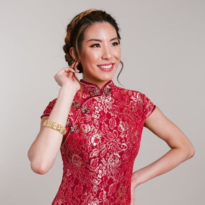 Custom Red Lace Bridal Cheongsam | Red Cheongsam Dress | Custom Qipao | Chinese Custom Dress | Chinese Dress | Qipao Dress Tea Ceremony