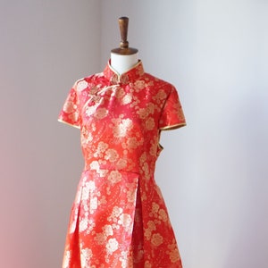 Modern Qipao | Chinese Wedding Dress | Chinese Qipao Dress | Traditional Cheongsam Dress | Chinese Bridal Dress | Gold Tea Ceremony Dress