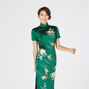 Floral Cheongsam | Cheongsam Qipao Dress | Chinese Wedding Dress | Traditional Qipao Dress | Tea Ceremony Silk Chinese Dress