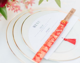 Chinese Wedding Favors | Custom Chopsticks with Silk Pouch | Personalized Chopsticks | Wooden Chopsticks with Beautiful Pouch | Party Favors