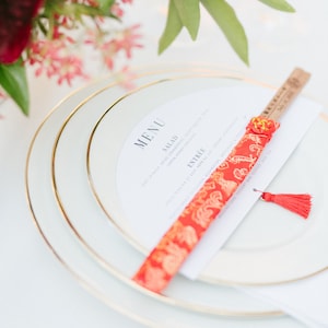 Personalized Chopsticks with Silk Pouch | Custom Chopsticks | Chinese Wedding Favors | Wooden Chopsticks with Beautiful Pouch | Party Favors