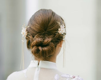 Chinesische Hochzeit Haarschmuck | Chinesische Haarnadeln | Chinesische Hochzeit Haarnadel | Chinesisches Cheongsam Kleid Haarschmuck | Qipao Kopfschmuck