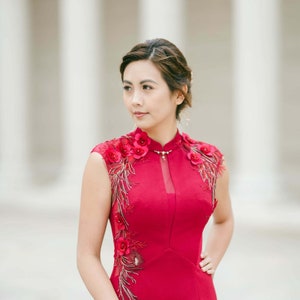 Benutzerdefinierte moderne rote Cheongsam | Cheongsam Kleid | Personalisiertes Qipao | Chinesisches benutzerdefiniertes Kleid | Chinesisches Brautkleid | Qipao Teezeremonie