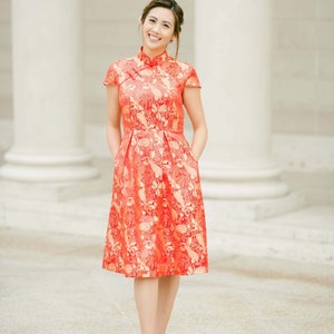 Custom Modern Brocade Cheongsam | A-line Cheongsam | Contemporary Qipao | Chinese Custom Dress | Chinese Wedding Dress | Tea Ceremony Dress