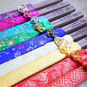 Seidentäschchen für Essstäbchen | NUR Brokat-Seide Ärmel | Chinesische Hochzeit Gastgeschenke | Stäbchen Slips | Stäbchen Geschenke